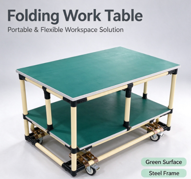 Reconfigurable ESD Anti-static Lean Tube Workbench, Interlocking Combined Mobile Work Station With Multi-tier Storage Shelves