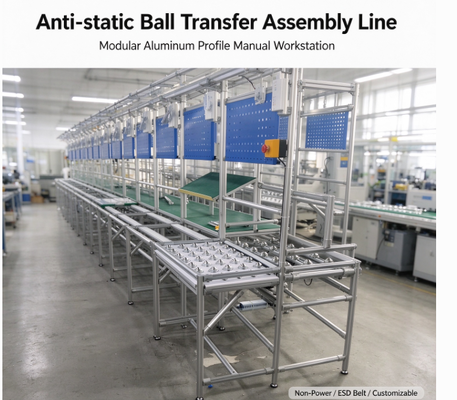 Jalur Perakitan Bola Rol Manual Anti-statis Profil Aluminium