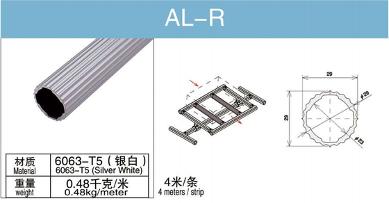 Diameter 28mm Aluminium Alloy Tube 6063 T5 Round AL-R Flat Silvery Untuk Rak Logistik